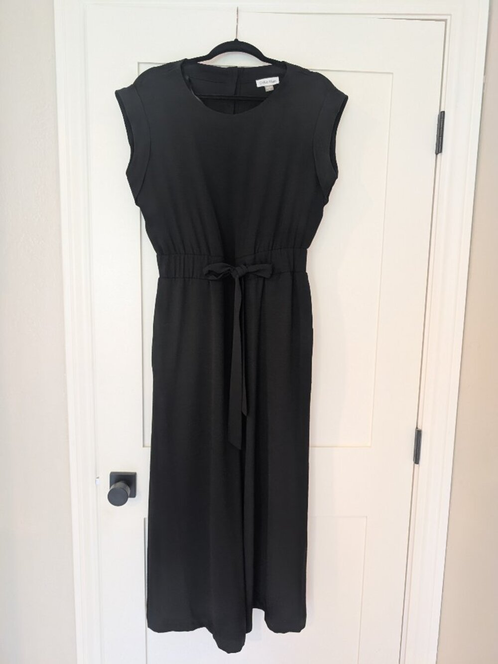 Calvin Klein Black Jumpsuit - Size 8 - Tie Waist - with Pockets